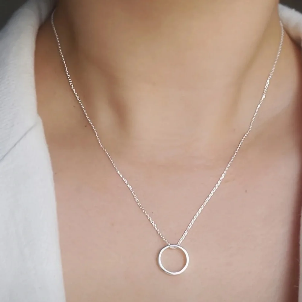 Anthropologie Classy Silver Chain Necklace with Ring Pendant